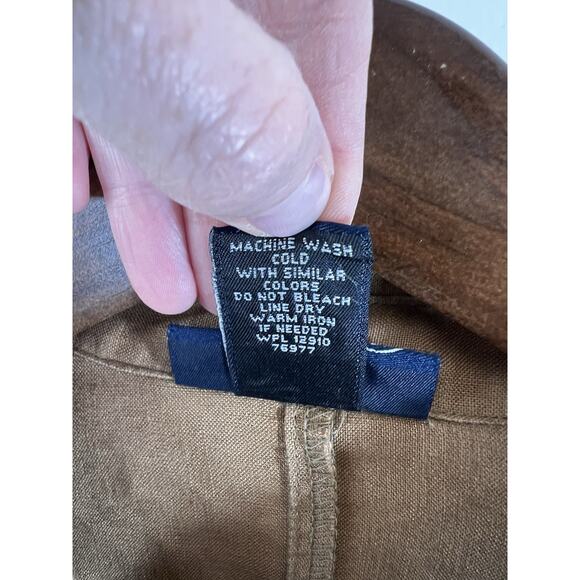 Venezia Jeans Women’s Linen Button Up Blouse Size 2X 18-20 Brown Coastal Casual - Picture 4 of 7